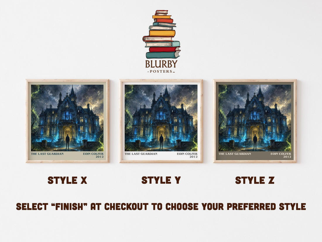 The Last Guardian literary print in frame leaning in hallway – fantasy wall art (mockup)