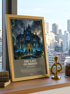 The Last Guardian bookish print framed by window – literary home decor