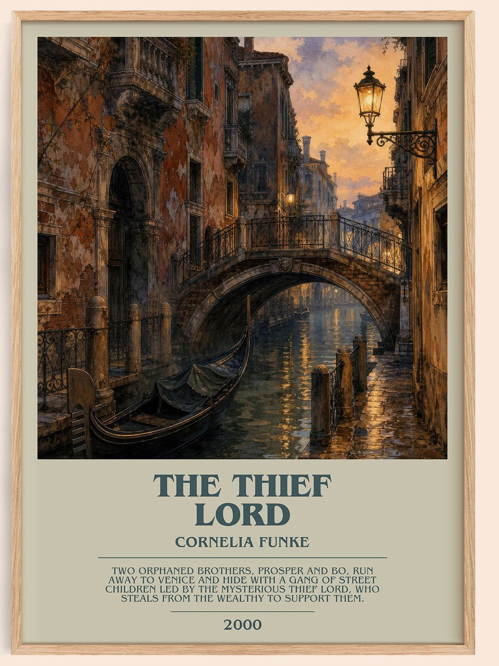 The Thief Lord bookish book poster by Cornelia Funke – framed literary art print
