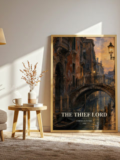 The Thief Lord watercolour print in frame leaning in hallway – childrens wall art