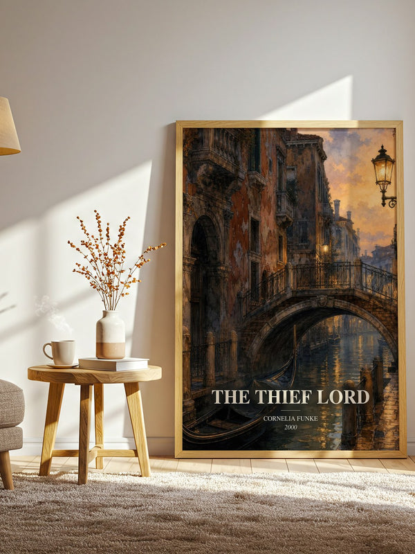 The Thief Lord watercolour print in frame leaning in hallway – childrens wall art