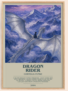 Dragon Rider bookish book poster by Cornelia Funke – framed literary art print