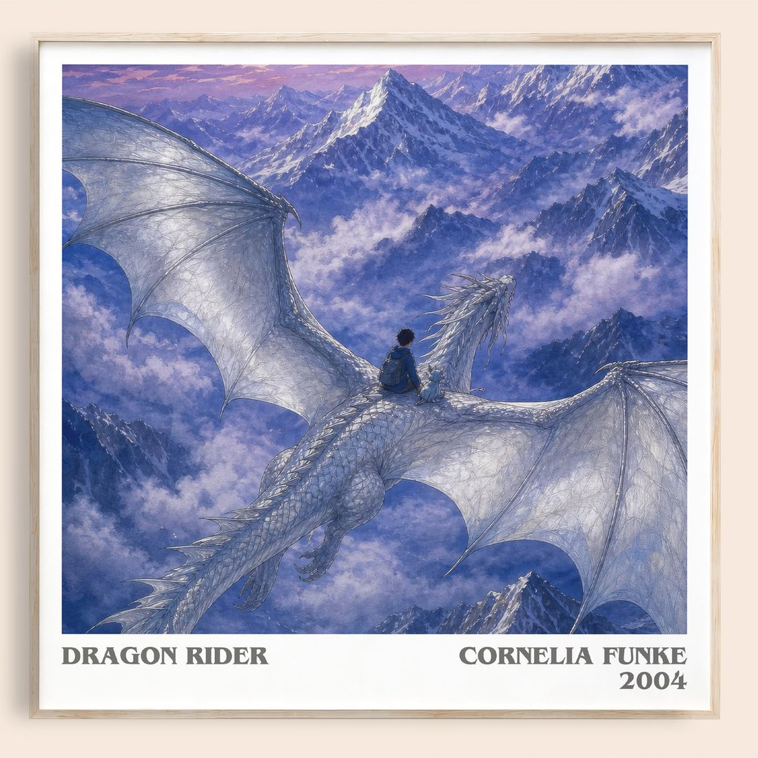 Dragon Rider literary book poster by Cornelia Funke – framed literary art print