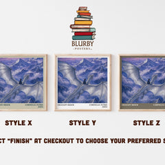 Dragon Rider literary print in frame leaning in hallway – fantasy wall art