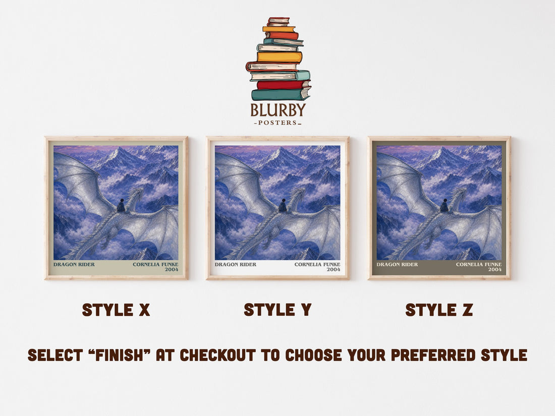 Dragon Rider literary print in frame leaning in hallway – fantasy wall art (mockup)