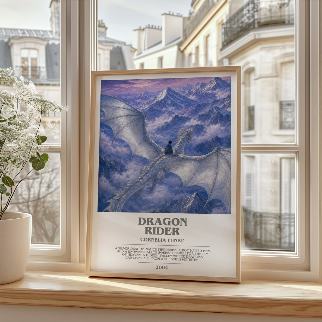 Dragon Rider bookish poster colour and style options – Cornelia Funke book art