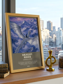 Dragon Rider bookish print framed by window – literary home decor