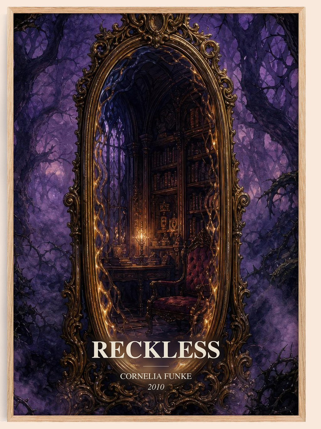 Reckless watercolour book poster by Cornelia Funke – framed literary art print