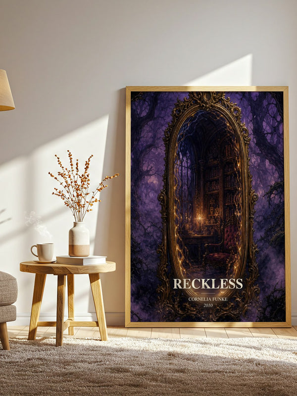 Reckless watercolour print in frame leaning in hallway – fantasy wall art