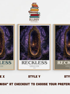 Reckless book cover print in frame leaning in hallway – fantasy wall art