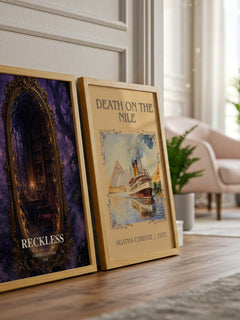 Reckless watercolour print framed by window – literary home decor