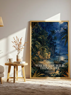 Where the Wild Things Are watercolour print in frame leaning in hallway – childrens wall art