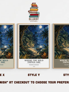 Where the Wild Things Are Book Cover Poster by Maurice Sendak – Style X, Y and Z side by side – choose your finish