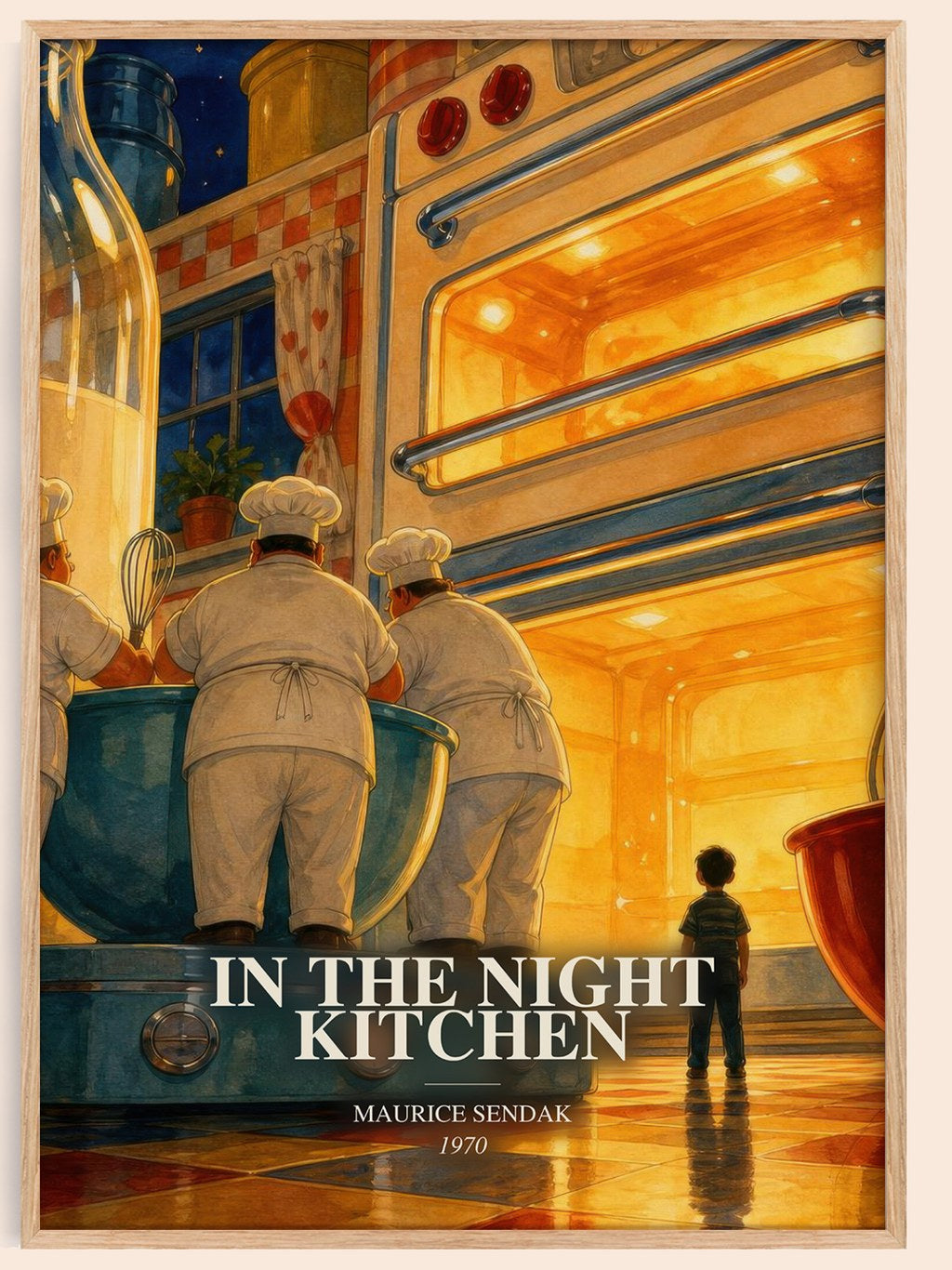 In the Night Kitchen watercolour book poster by Maurice Sendak – framed literary art print