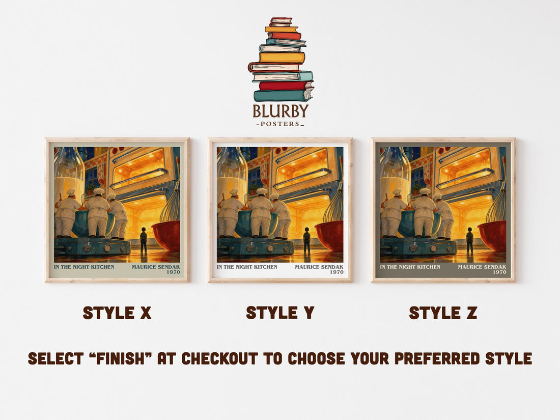 In the Night Kitchen literary print in frame leaning in hallway – childrens wall art (mockup)