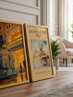 In the Night Kitchen watercolour print framed by window – literary home decor