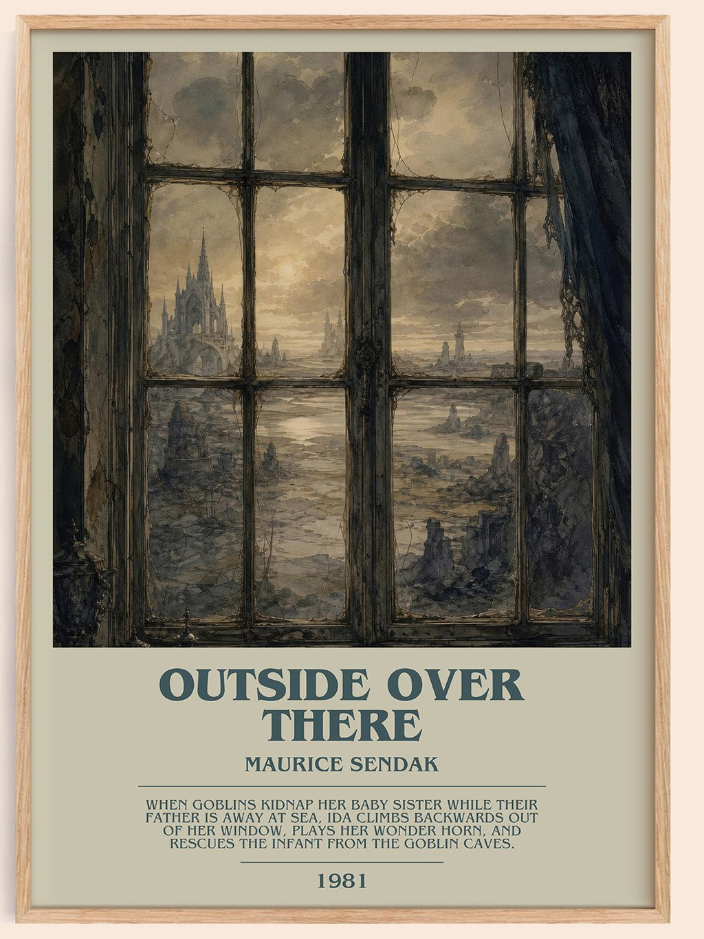 Outside Over There bookish book poster by Maurice Sendak – framed literary art print