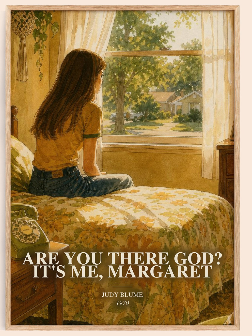 Are You There God? It's Me, Margaret watercolour book poster by Judy Blume – framed literary art print