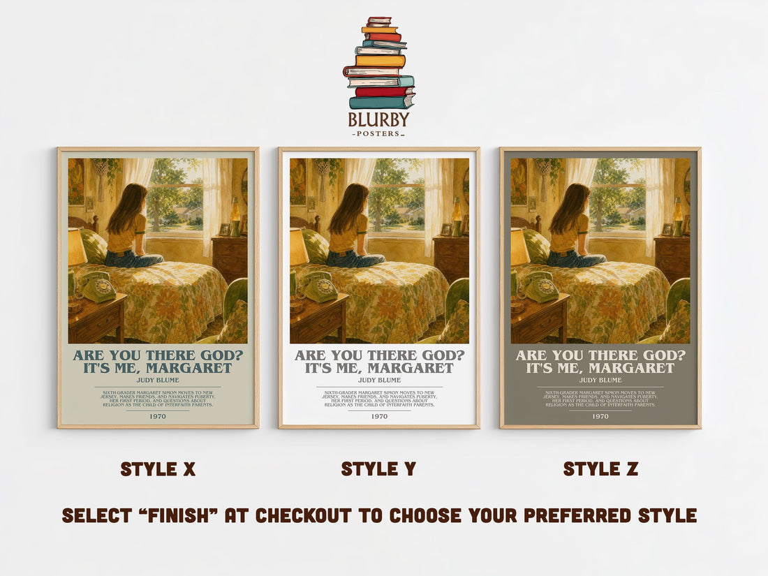 Are You There God? It's Me, Margaret bookish print in frame leaning in hallway – young adult wall art (mockup)