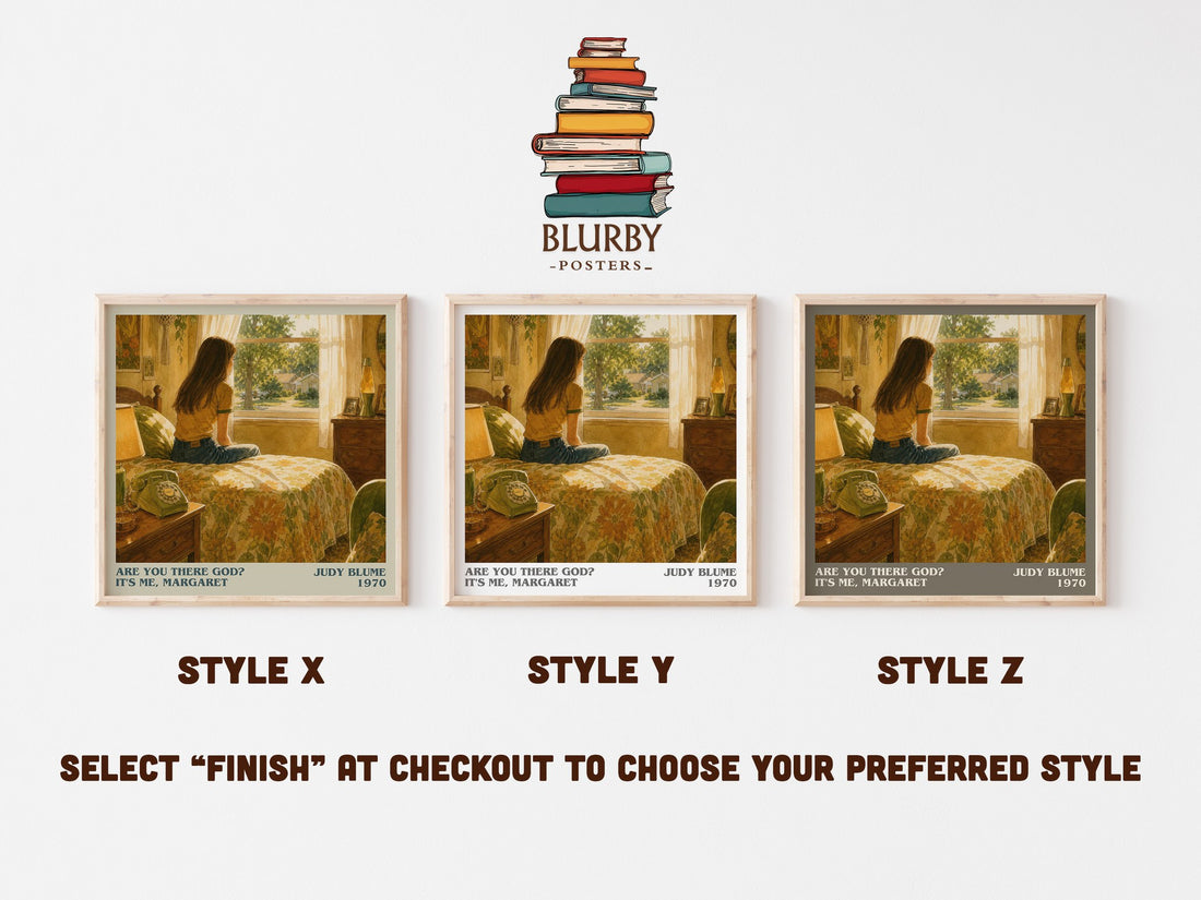 Are You There God? It's Me, Margaret literary print in frame leaning in hallway – young adult wall art (mockup)