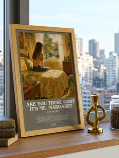 Are You There God? It's Me, Margaret bookish print framed by window – literary home decor