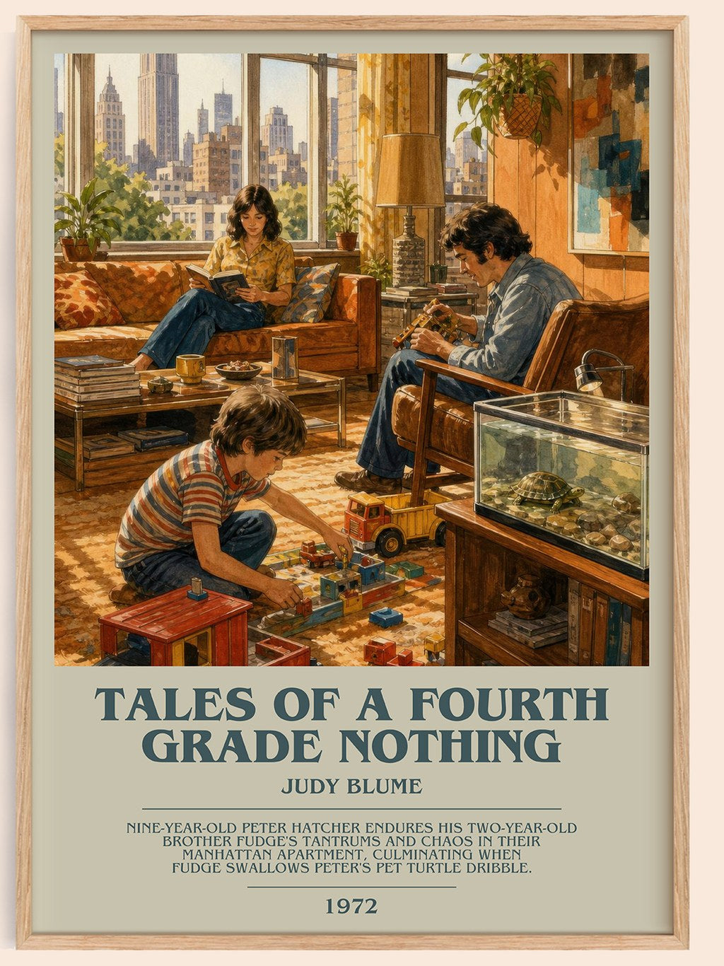 Tales of a Fourth Grade Nothing bookish book poster by Judy Blume – framed literary art print