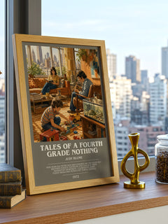Tales of a Fourth Grade Nothing bookish print framed by window – literary home decor