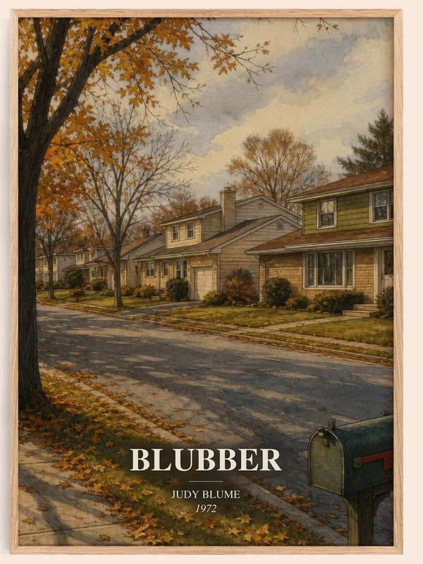 Blubber watercolour book poster by Judy Blume – framed literary art print