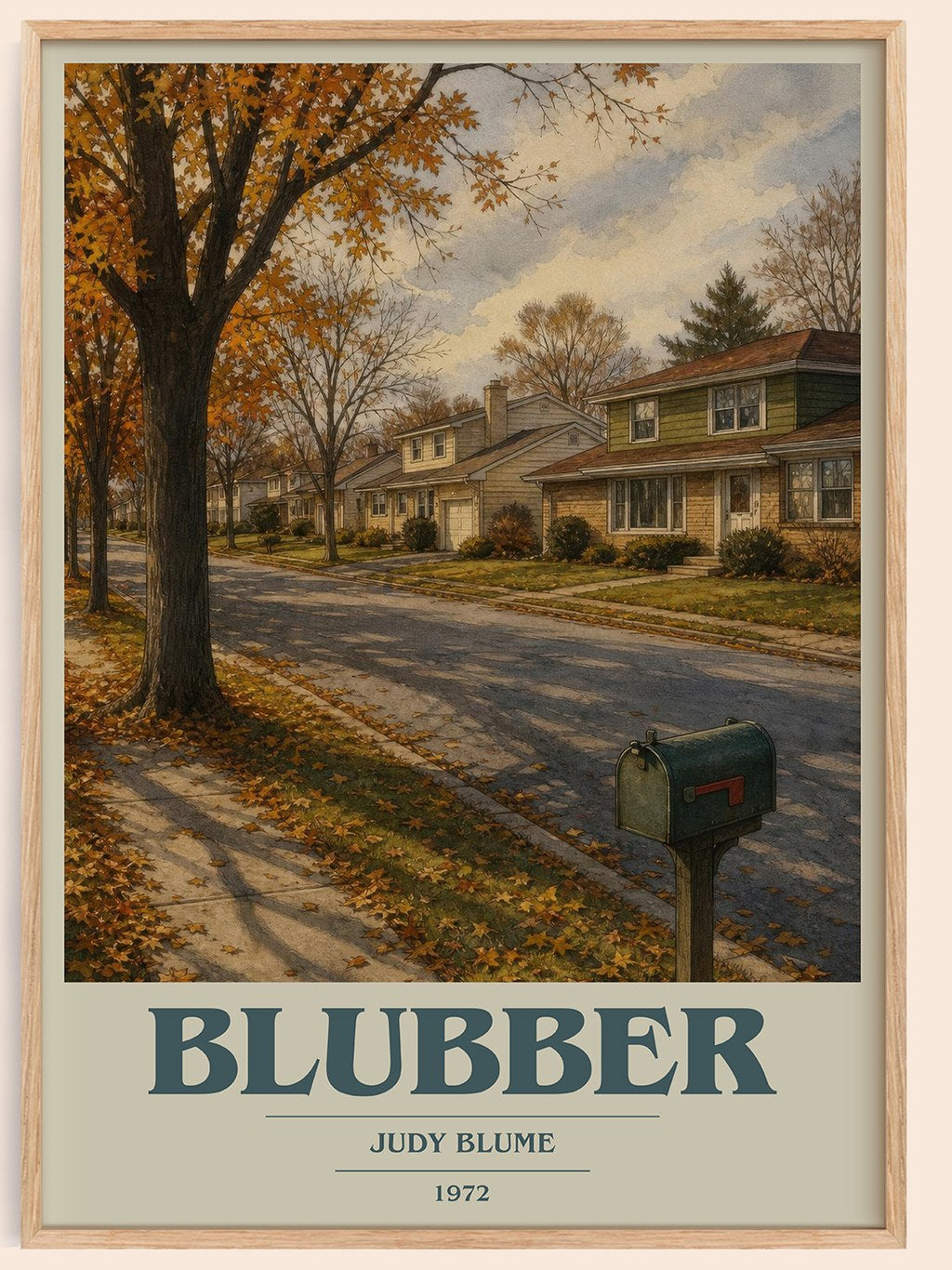 Blubber book cover book poster by Judy Blume – framed literary art print