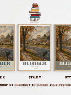 Blubber book cover print in frame leaning in hallway – childrens wall art