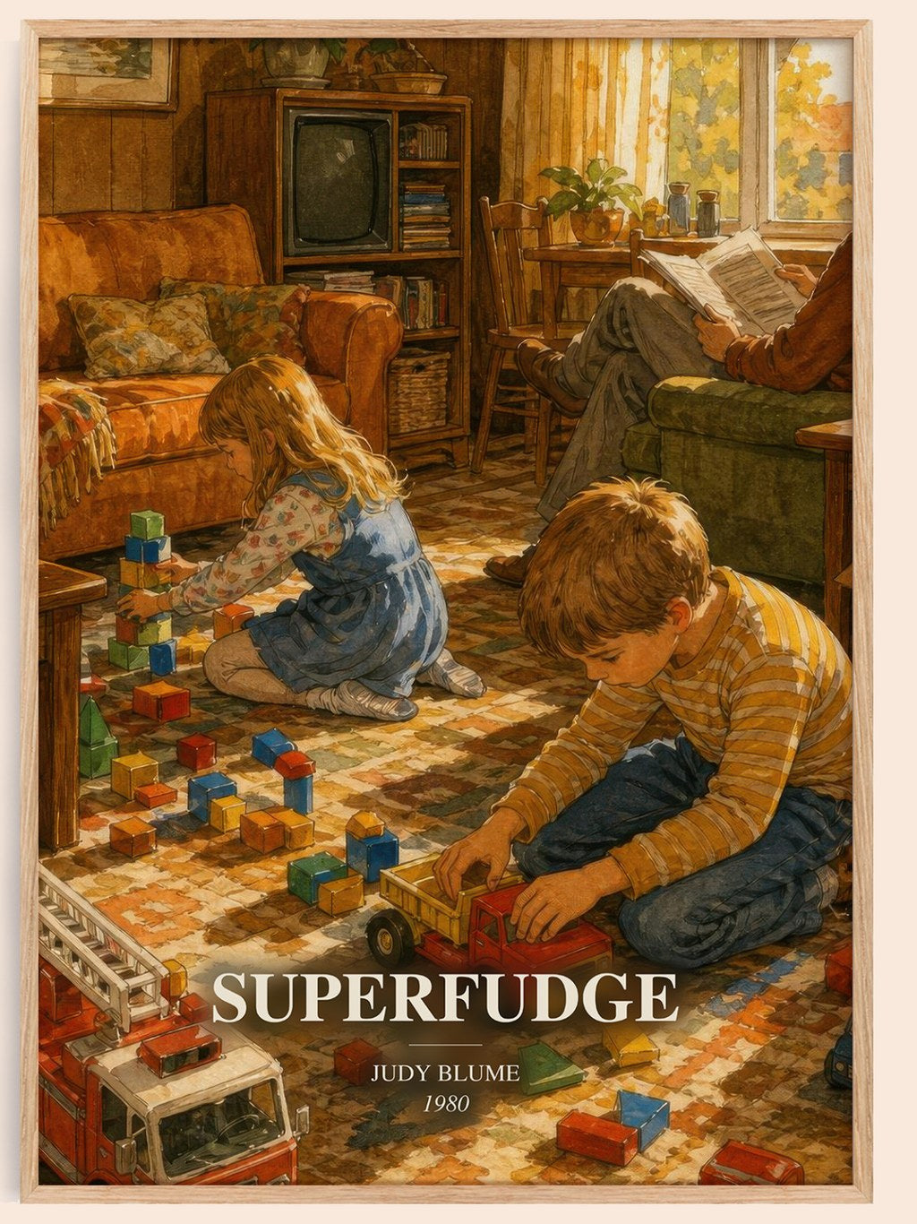 Superfudge watercolour book poster by Judy Blume – framed literary art print