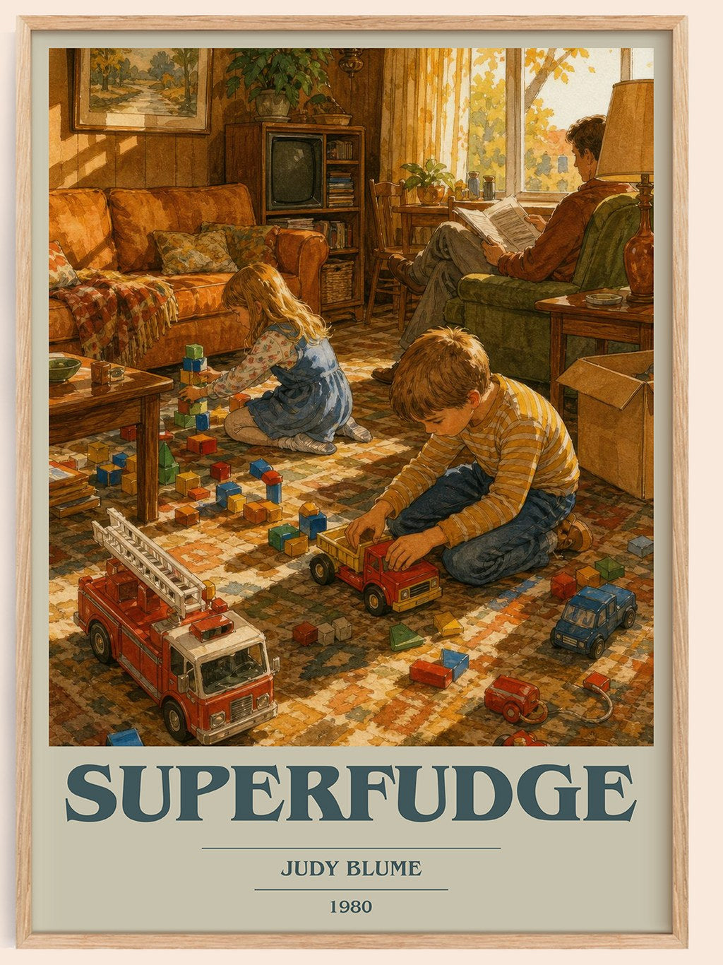 Superfudge book cover book poster by Judy Blume – framed literary art print