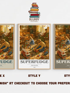 Superfudge book cover print in frame leaning in hallway – childrens wall art