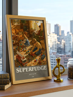 Superfudge book cover print framed by window – literary home decor