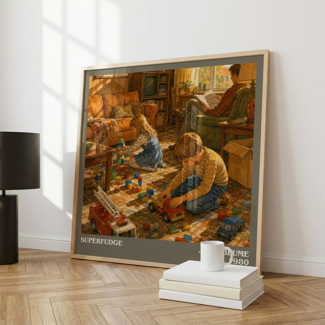 Superfudge literary print framed by window – literary home decor