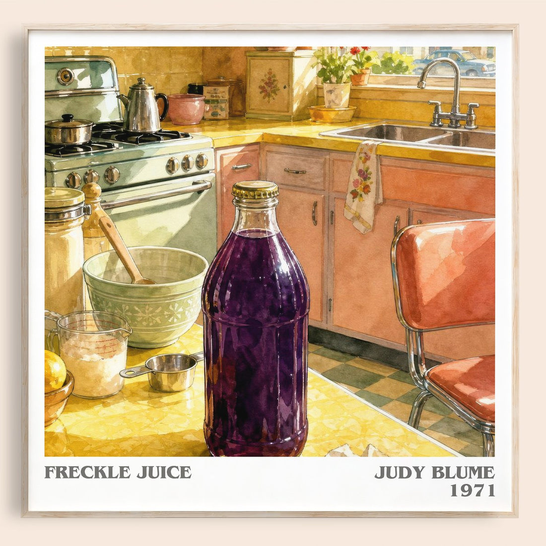 Freckle Juice literary book poster by Judy Blume – framed literary art print