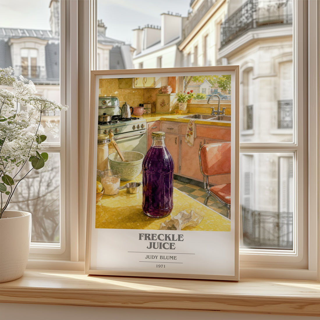 Freckle Juice book cover poster colour and style options – Judy Blume book art