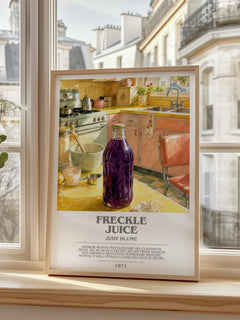 Freckle Juice bookish poster colour and style options – Judy Blume book art