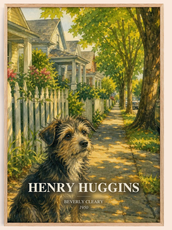 Henry Huggins watercolour book poster by Beverly Cleary – framed literary art print