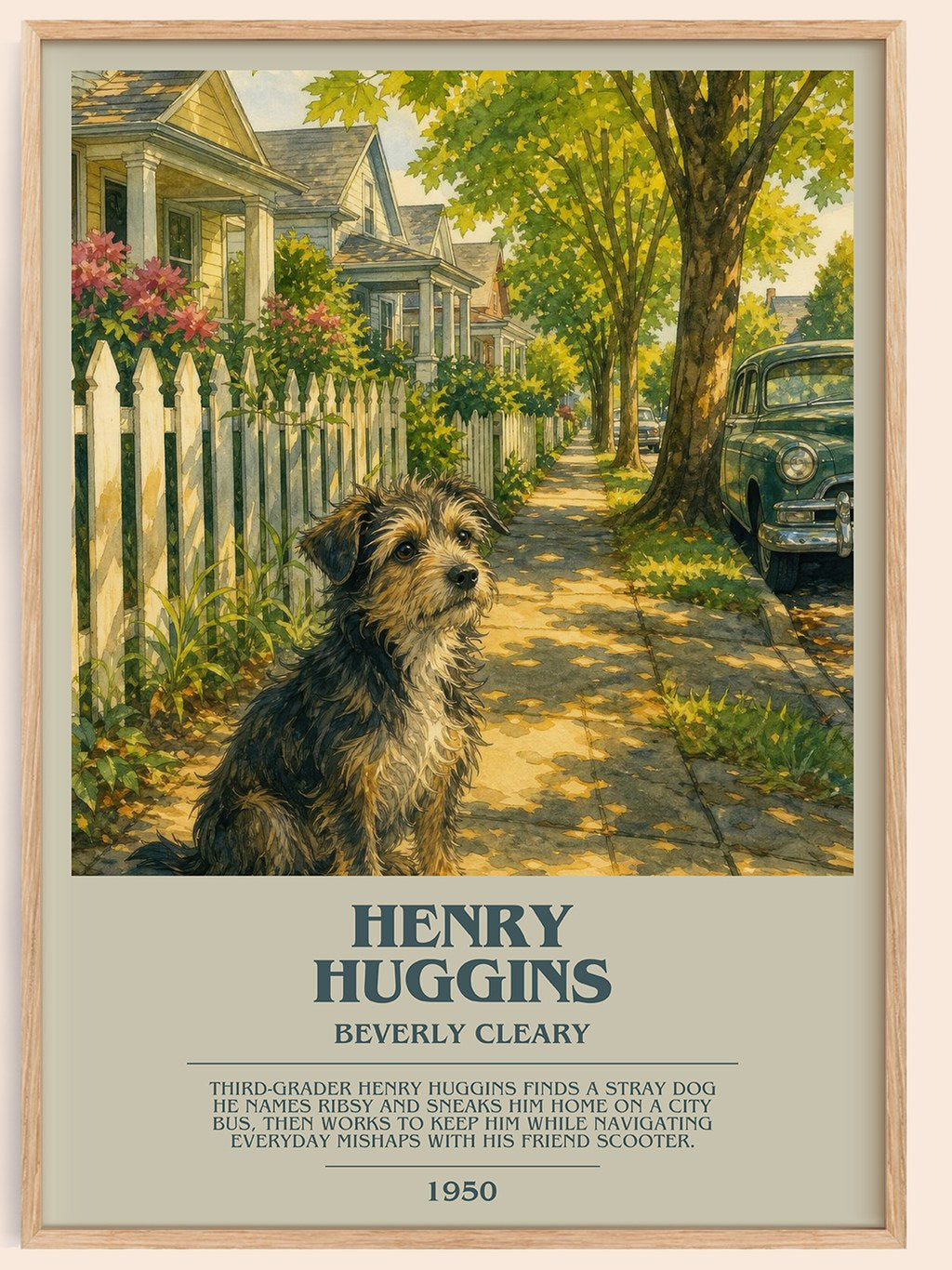 Henry Huggins bookish book poster by Beverly Cleary – framed literary art print