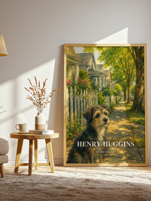 Henry Huggins watercolour print in frame leaning in hallway – childrens wall art