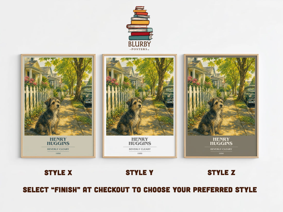 Henry Huggins book cover print in frame leaning in hallway – childrens wall art (mockup)