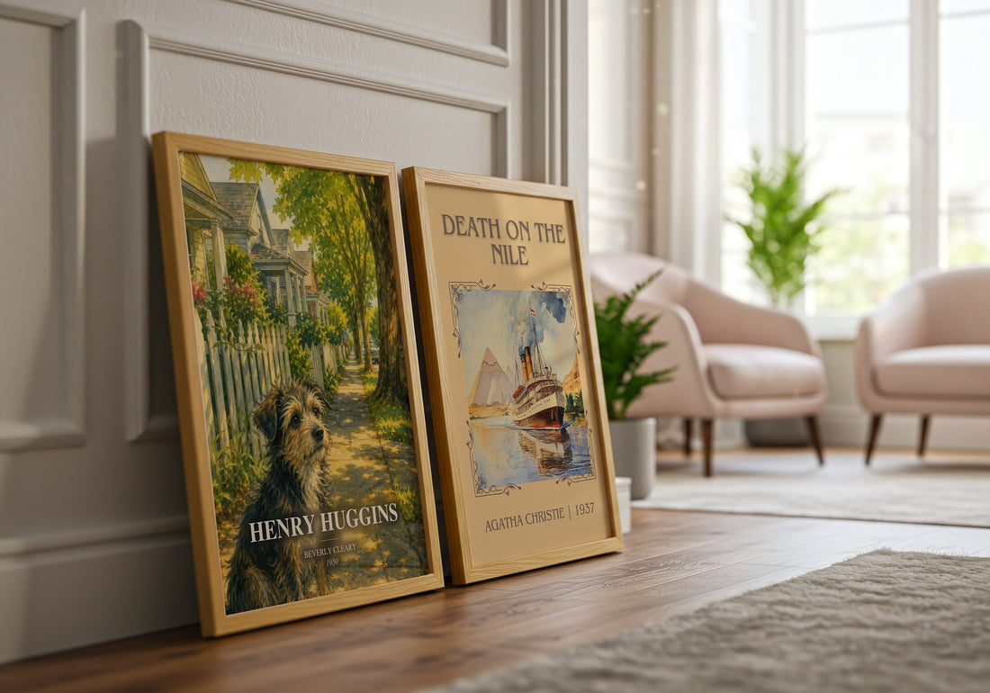 Henry Huggins watercolour print framed by window – literary home decor