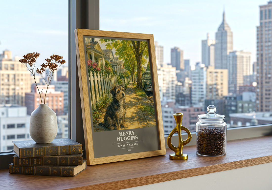 Henry Huggins book cover print framed by window – literary home decor