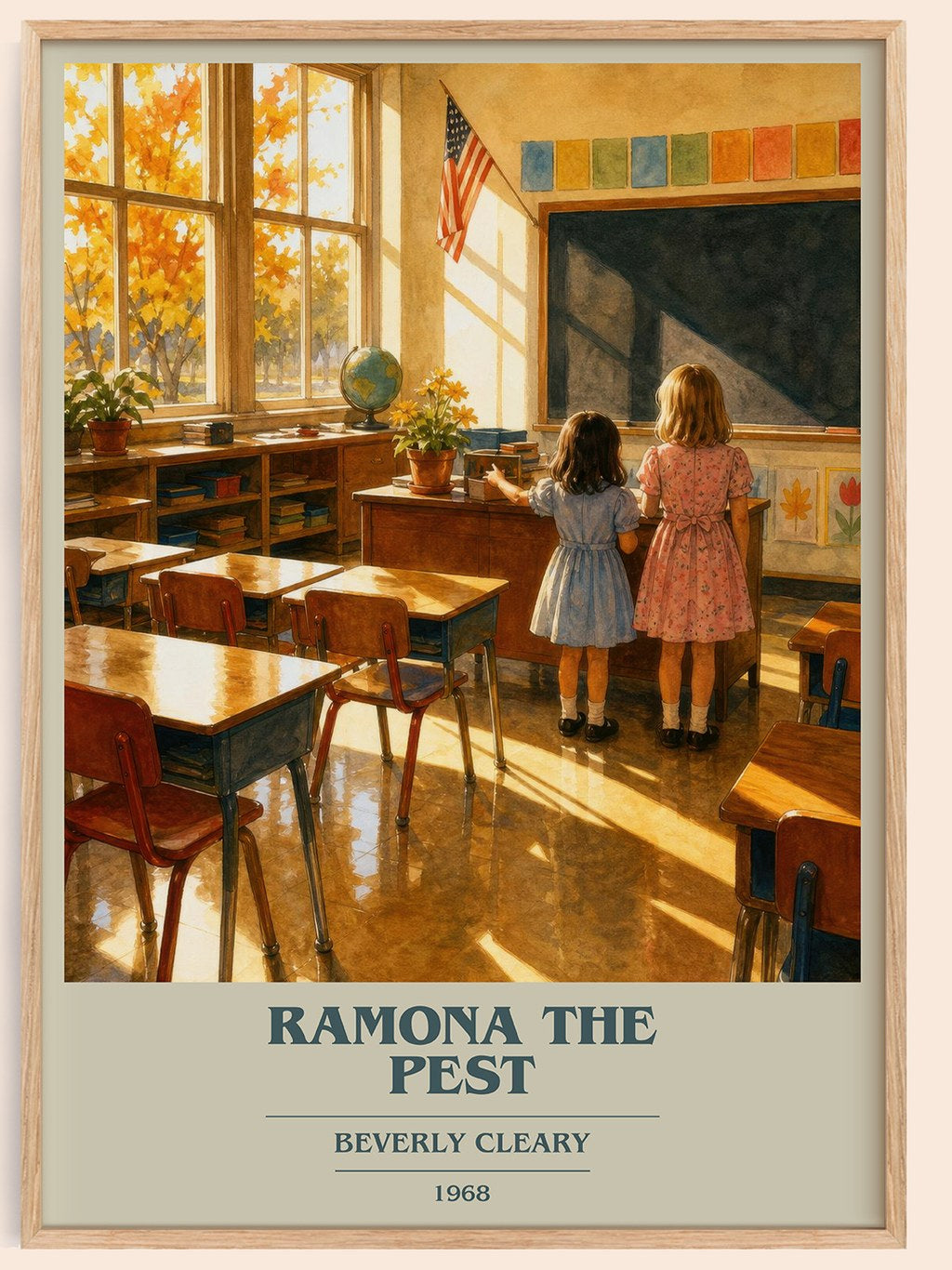 Ramona the Pest book cover book poster by Beverly Cleary – framed literary art print