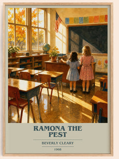 Ramona the Pest book cover book poster by Beverly Cleary – framed literary art print