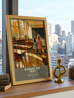 Ramona the Pest book cover print framed by window – literary home decor