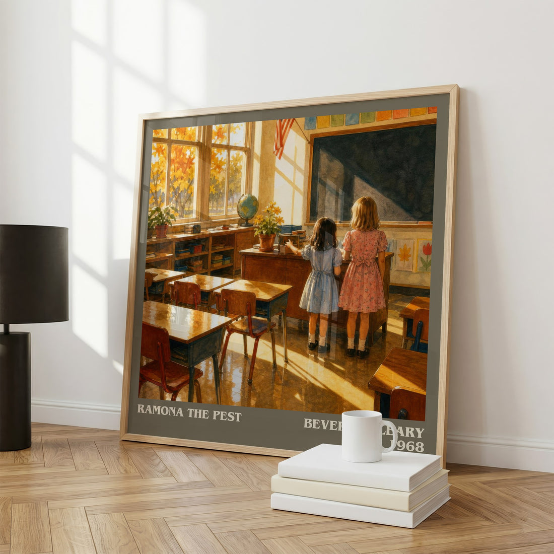 Ramona the Pest literary print framed by window – literary home decor