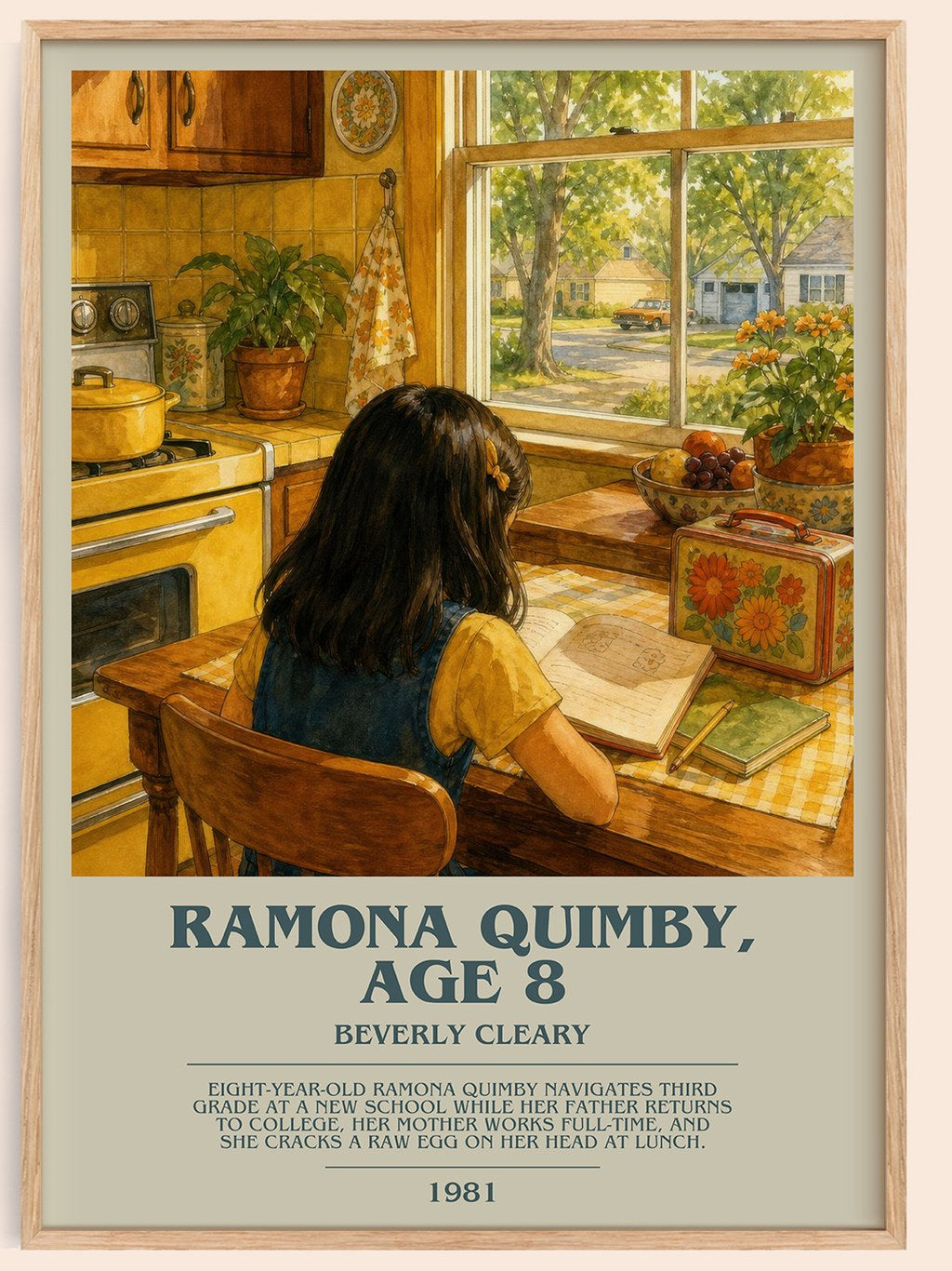 Ramona Quimby, Age 8 bookish book poster by Beverly Cleary – framed literary art print