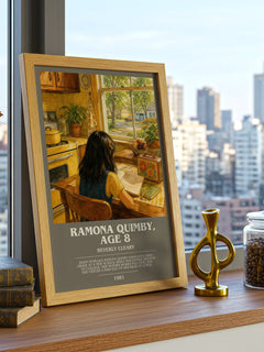 Ramona Quimby, Age 8 bookish print framed by window – literary home decor